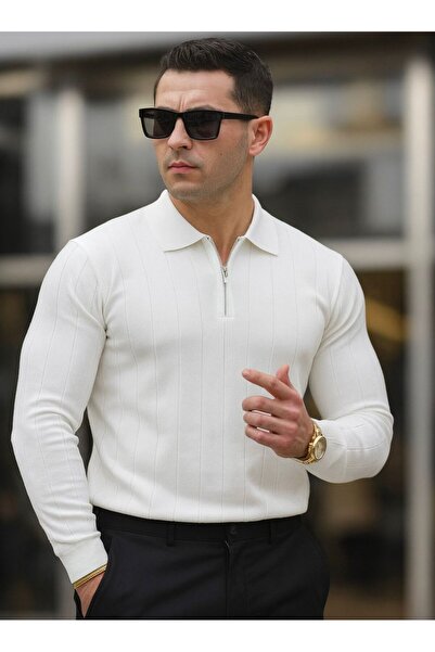 zaos fashion POLOYAKA Pulover tricotat din bumbac de calitate, cu fermoar, cr...