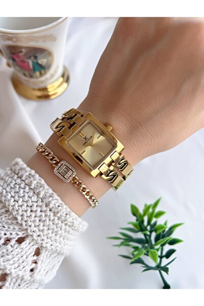 Daniel Klein Zincirli Desenli Efsane Model Çelik Kordon 30 Mt Suya Dayanıklı Kadın Kol Saati Bileklik