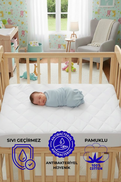 Semay Tekstil Pamuk Kapitone Fitted Sıvı Geçirmez Bebek Alezi-Çocuk Alezi-Hasta Alezi, Beşik Yatak Alezi