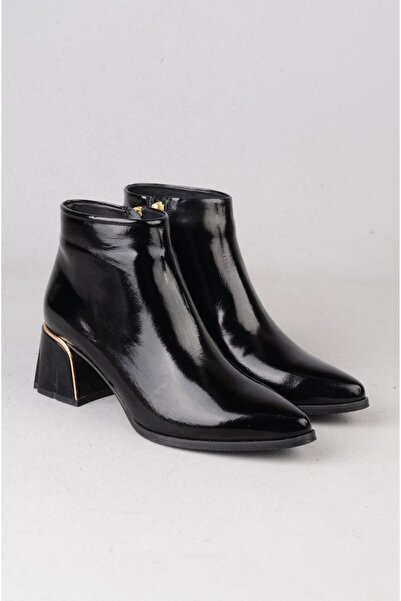 SEÇ KUNDURA SEÇ 24143 CIZME DE DAMĂ CU TACĂ DIN PIELE AUTENTICĂ (Înălțimea tocului: 6 cm) Piele lacuită NEGRĂ