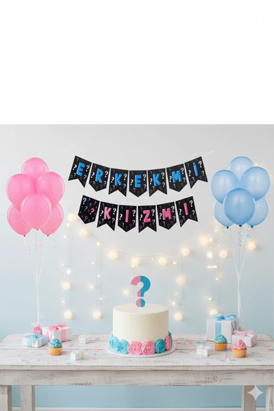 Deniz Party Store 10 Pieces Pink Blue Zigzag Written Balloons Set - Girl or Boy Gender Party