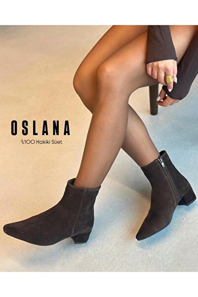 Zuum Γυναικείες μπότες με τακούνι Oslana 100% γνήσιο σουέτ - καφέ σουέτ