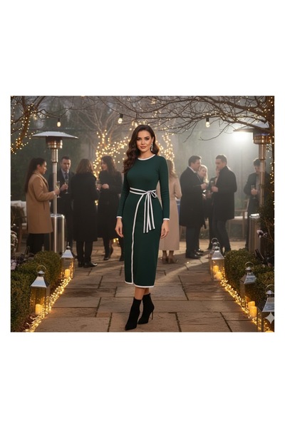 Sum ETEĞİ BAĞLAMALI TRİKO ELBİSE