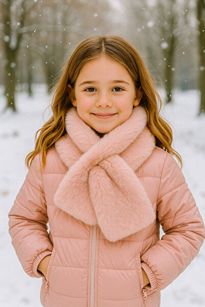 Luminos Butik Kız Çocuk Pembe Peluş Kaşkol Boyunluk Atkı Byn001