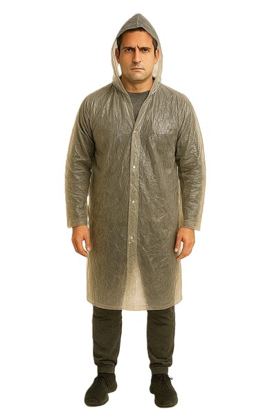 honey baby Use Raincoat with Snap Fasteners, White, Transparent, Single