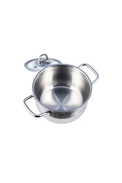 Sofram Turkish soft steel cooking pot, 18 cm, with a glass lid