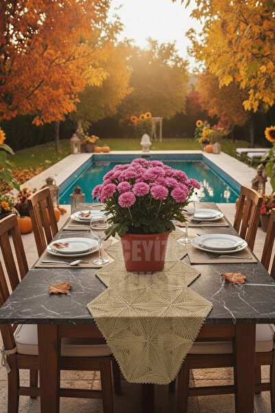 Çt Çeyizci Tekstil Runner de masă cu detaliu din dantelă franceză - Runneri pe și pe acoperire