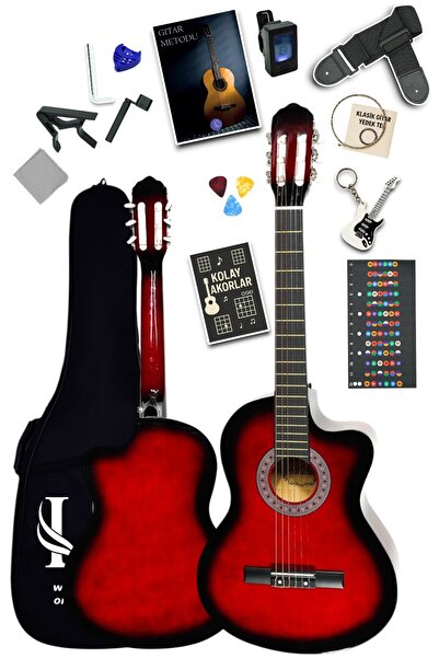 Furia CG-3901RD Klasik Gitar 4/4 Sap Ayarlı Kesik Kasa Full Set