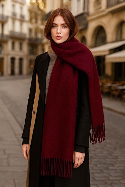 REMSA Φουλάρι μπορντό με φούντα Boucle - 45x200 cm, 1285 μοντέλα