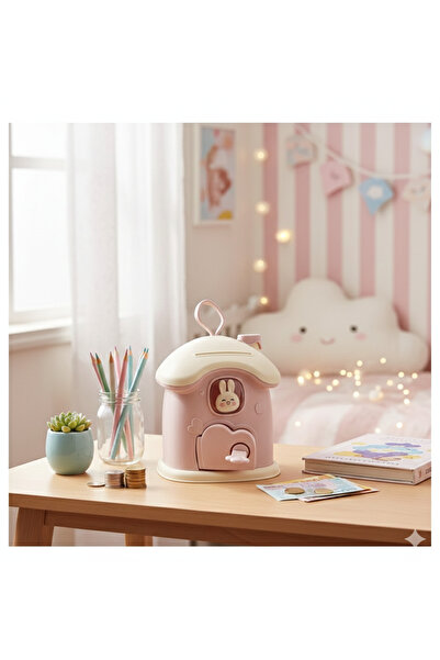 Myplas Dekoratif Sevimli Anahtarlı Ev Baca Para Kumbarası