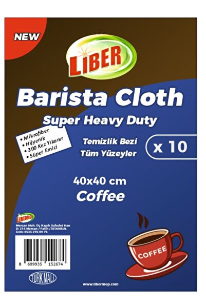 Liber Barista Clothes 10 'lu Paket 40x40 cm Kahve Ekipmanları ,süt Buhar Cubuğu Temizleme Bezi Mikrofiber GRİ RENK