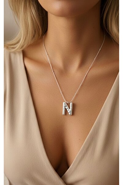 İNN JEWELLERY قلادة بالون من الفولاذ بحرف (N) غير مشوهة ومضادة للحساسية (ضمان...