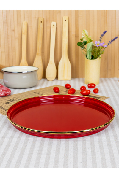 Savaşan Emaye Round Enamel Presentation, Baking Tray