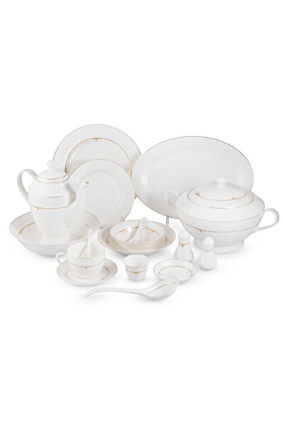 Dania ✨ 70-piece luxury porcelain dinnerware set – serves 6 people with an elegant gilded design! ✨