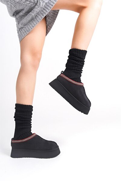 asmi shoes Kadın Rose İçi Tüylü Düz Taban Ayakkabı - Yarım Bot krem