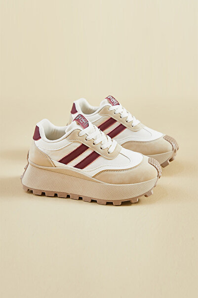 dorbe chic stripes design non-slip lace-up casual wear women chunky sneakers