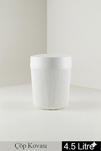 UYT LİFE Çizgili Yuvarlak Alkano Çöp Kovası 6 Litre Banyo Mutfak Çöp Kutusu