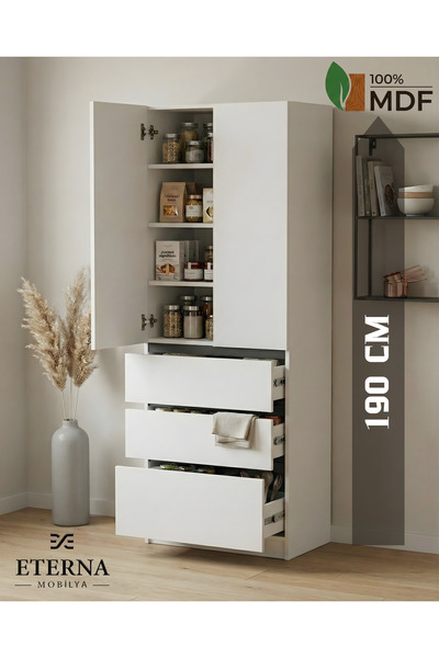Eterna Mobilya Çekmeceli Çok Amaçlı Dolap | Mutfak Dolabı | Kiler Dolabı | Er...