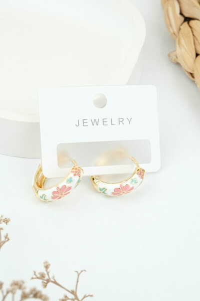 Jack Ferrero MİNELİ ÇİÇEKLİ RENKLİ KÜPE ÇELİK RENK ATMAZ GARANTİLİ