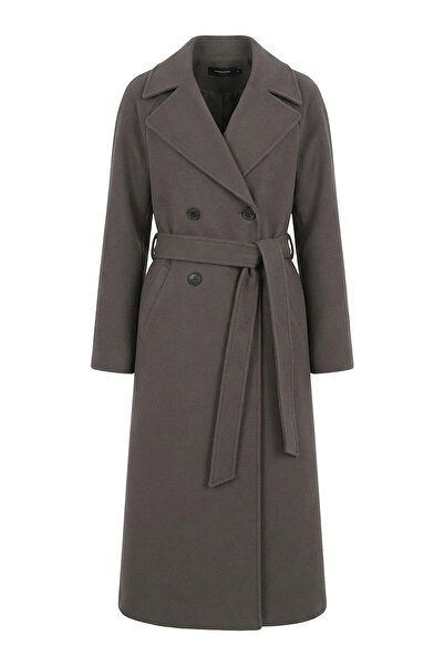 Soydan Güner Kadın Yünlü Kruvaze Reglan Ara Boy (120 CM) Kaban Toprak 1280