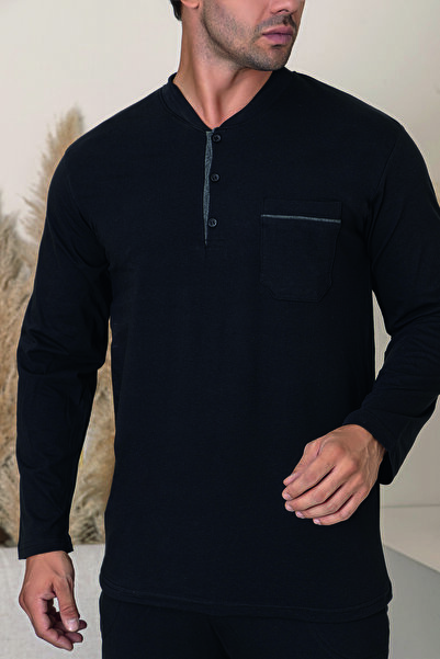 FORMO Men's 100% Organic Natural Cotton High Quality Button down Long Sleeve Pajama Set