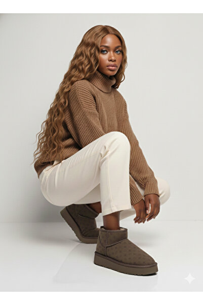 Pierre Cardin ® I με τύπωμα Γυναικείες μπότες καθημερινής χρήσης με ψηλή σόλα, κοντό επένδυση από γούνα, σκούρο καφέ 55395