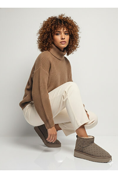 Pierre Cardin ® I Printed Women's Short Shearling Suede Mink High Sole Daily Boots 55395