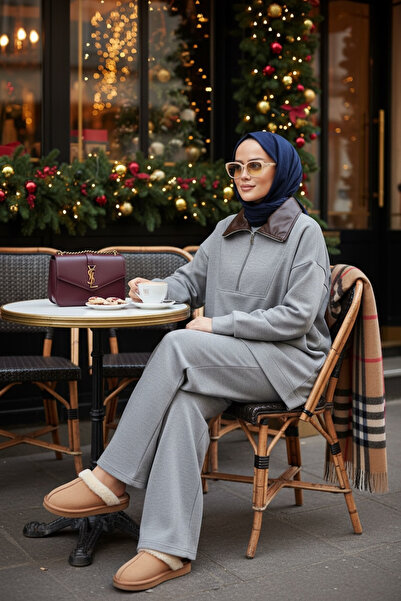 Aselim Hijap Moda Oslo Comfort Set – Thessaloniki Fabric Double Hijab Set Anthracite