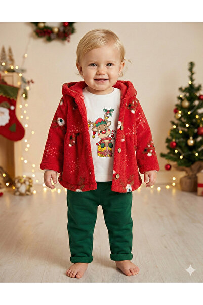 Baby Girl Hooded Jacket 3-Piece Set (Sweatshirt, Trousers, Jacket) (9-12-18 Months)