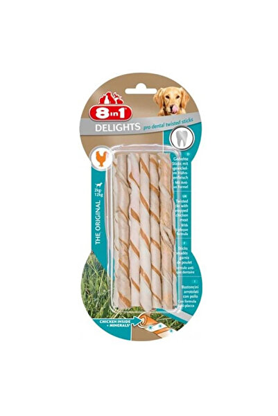 8in1 8 in 1 delights dental twisted sticks dog stick reward 10x55 gr