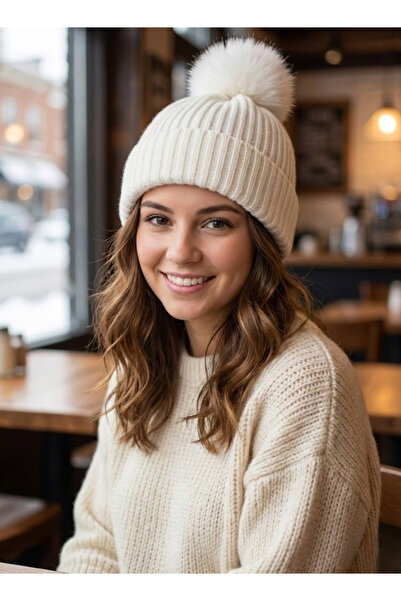 OnMyHead Πλεκτό καπέλο με πλέγμα και πομπόν