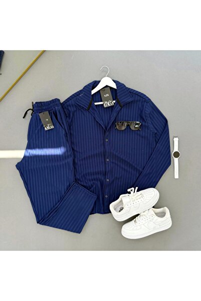 Combineman35 Мъжки костюм с вертикални ивици от еластичен османски плат