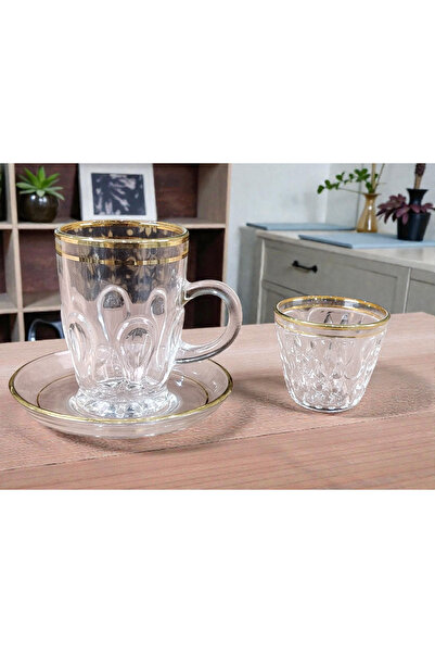 AR HOME طقم شاي وقهوة مكون من 48 قطعة - ذهبي