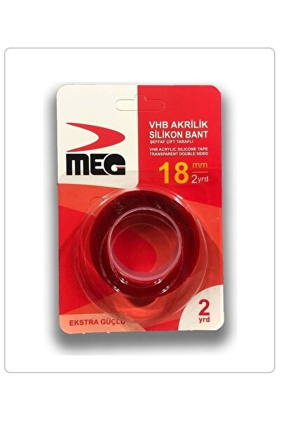 Meg ÇİFT TARAFLI ŞEFFAF EKSTRA GÜÇLÜ AKRİLİK SİLİKON BANT-18 mm 2 yrd
