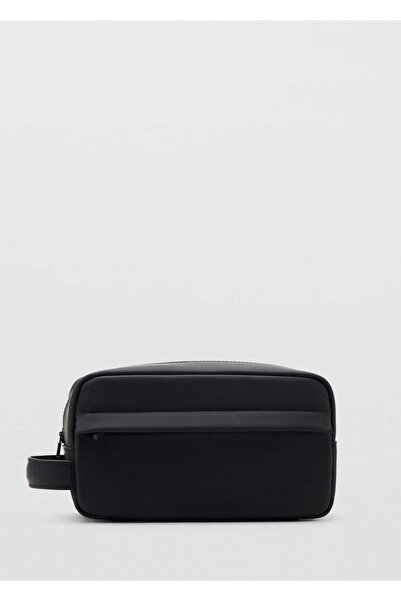 MANGO Man Fermuarlı pürtüklü kozmetik çantası