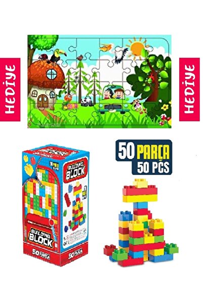 Genel Markalar 50 Parça Yapı Blok Seti Yapı Oyuncakları + Hediye Hayvanlar Al...