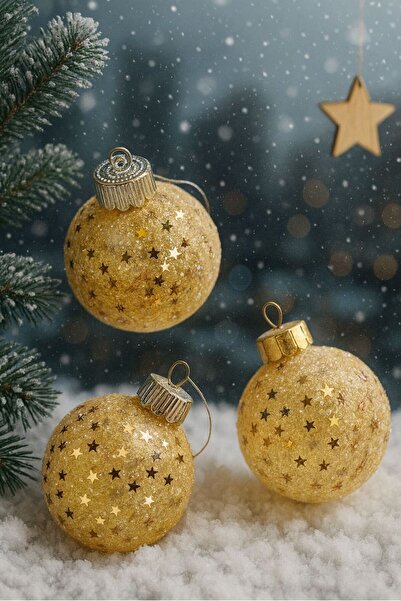 Derin Düşler السنة الجديدة عيد الميلاد السنة الجديدة شجرة صنوبر زخرفة شفافة الكرة زخرفة المطرزة النجوم 8cm 3 قطع شجرة زخرفة