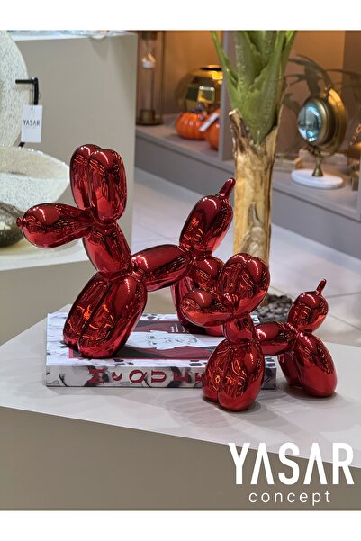 YASAR CONCEPT Balldog Balon Köpek Kırmızı Set