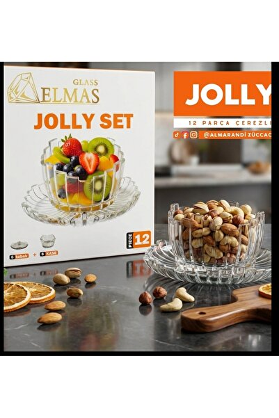 ORTAKÖY CENNETİ Çerezlik 6 kişilik kristal cam çerez tatlı tabağı (12.prç)kas...