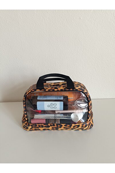 Mondalep Saplı Şeffaf Makyaj Çantası Göz Kalemi Hediyeli