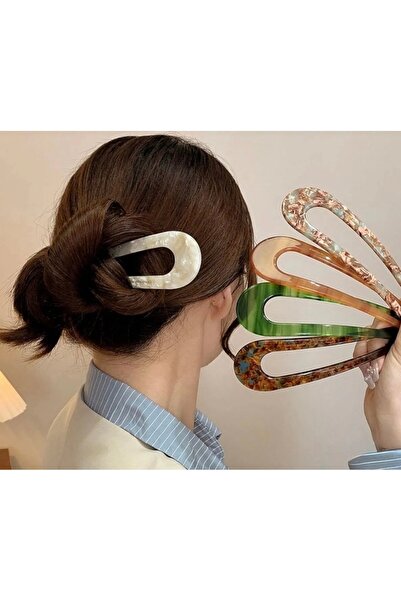 Xui France Style Asetat Kemik Topuz Tokası / Yeni Sezon Çubuk Saç Tokası Ekru...