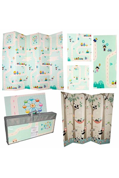 CIUPIGo Educational double-sided folding foam mat - Panda Street 180 x 200 x 1 cm