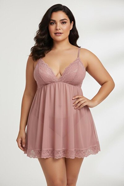 Nathalie Lingerie Women's Plus Size Tulle Nightgown B-2049