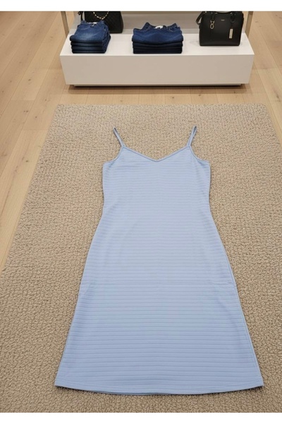 YusGos Women's Rope Strap Viscose Dress Blue XL