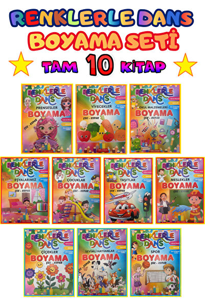 GÖNÜL YAYINCILIK 3-7 YAŞA UYGUN 10 'LU SÜPER BOYAMA KİTAP SETİ