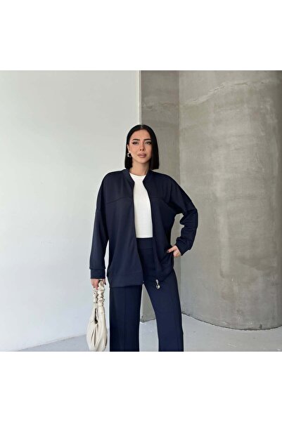 Tarzımızbir بدلة رياضية طويلة من قماش المودال بسحاب للنساء المحجبات