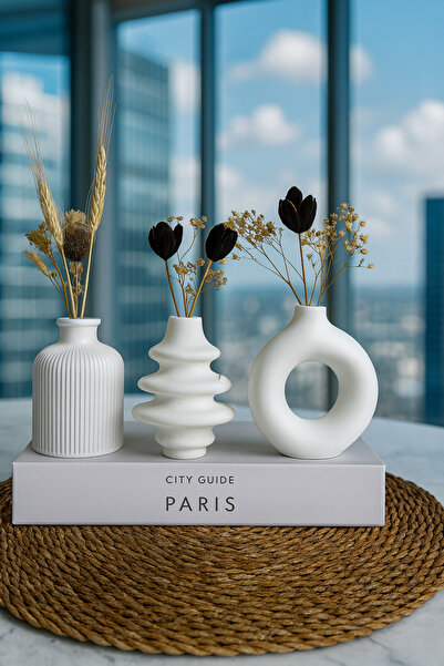 Zigzag Home Decorative Bohemian Style Mini Size 3 Piece Vase Set Minimall Flower Vase Figurine Vase Small Size