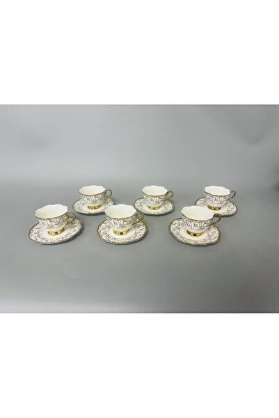 FMS Premium 6-Person Coffee Cup Set 1214 – Porcelain Gold Gilded