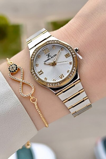 Daniel Klein Gold Gümüş Renk 30 Mm Kadın Kol Saati ve Hediye Bileklik