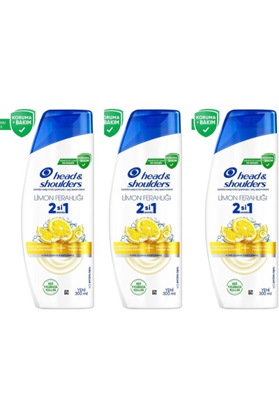 Head & Shoulder Head And Shoulders Limon Ferahlığı 2'si 1 Arada Kepeğe Karşı Etkili Şampuan 300 ml 3 Adet